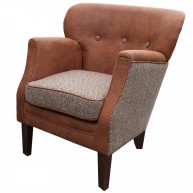 John Bardale Fauteuil Corby Herringbone, Brown