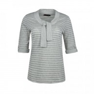 Tie V - neck shirt stripes , Light grey