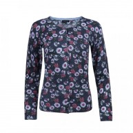 Crew Neck Cardigan Flower, Navy