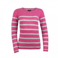 Crew Neck Sweater Stripe, Rich Rose