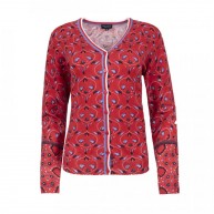 Cardigan V Neck Print, Red