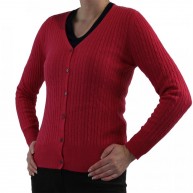 JOHN BARDALE V-neck cable cardigan, Rich Rose