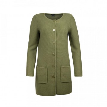 Long Cardigan Crew Neck, Olive