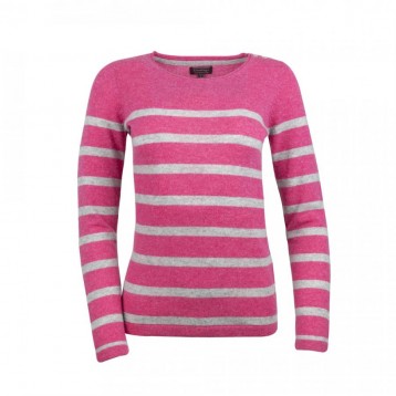 Crew Neck Sweater Stripe, Rich Rose