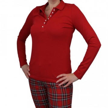 JOHN BARDALE Polo long sleeve, Red